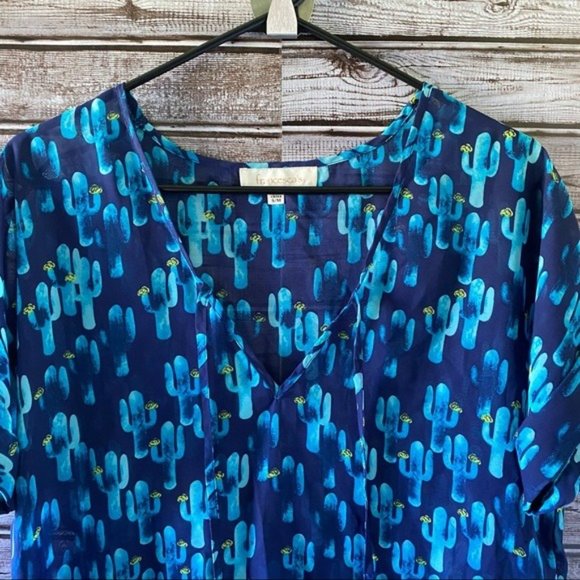 Francesca's Cactus Print Swim‎ Cover Up Size S/M - Picture 5 of 11